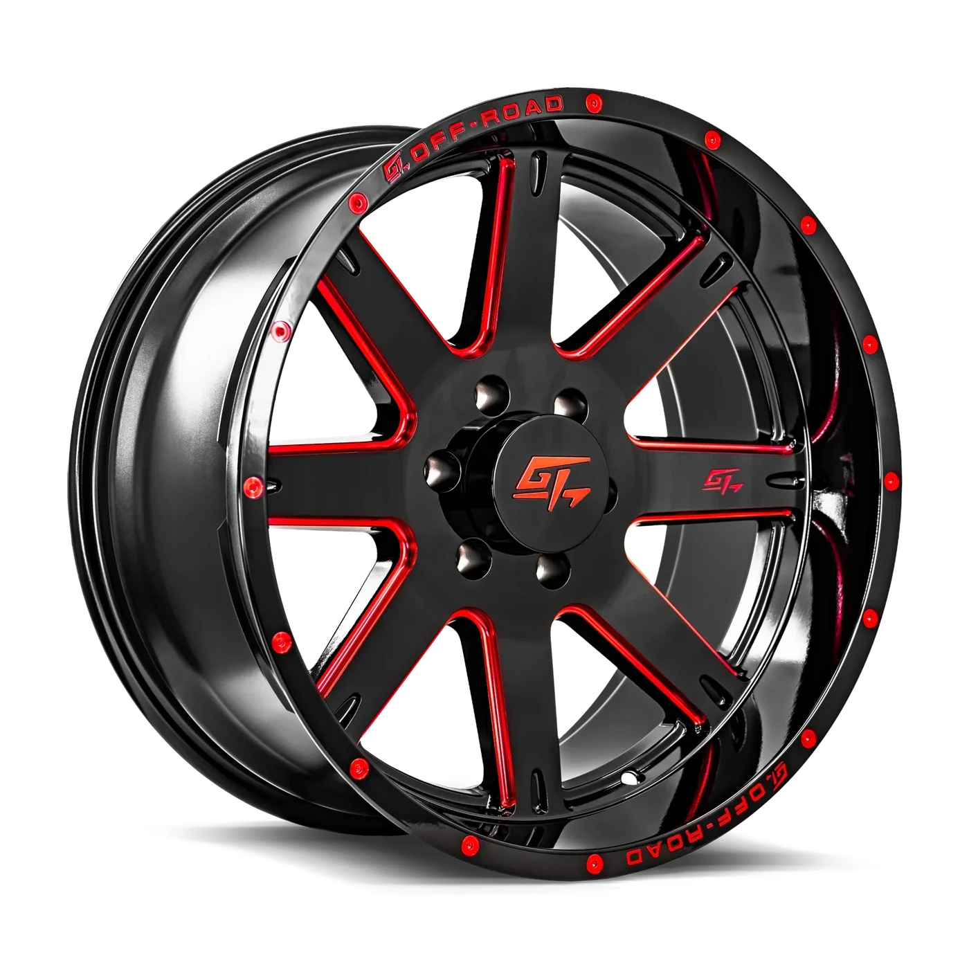 GT Off-Road Invasion wheel in Gloss Black Red Milled
